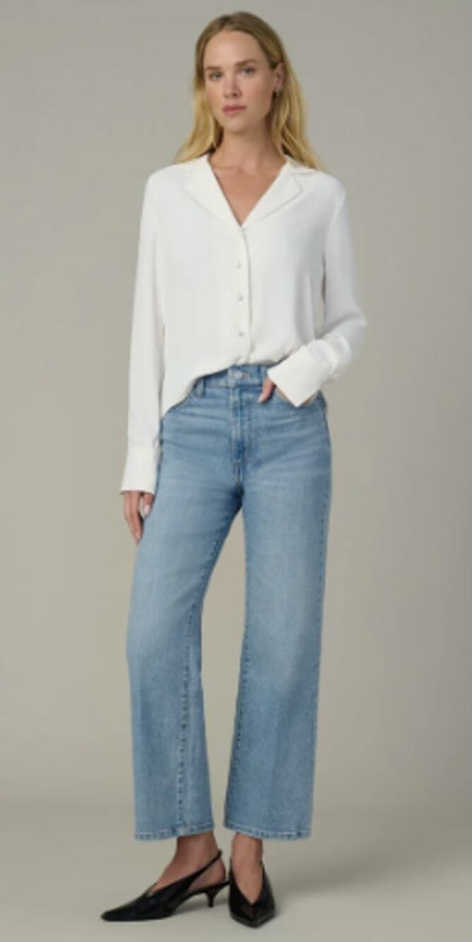 Joe's Jeans The Blake Womens 29 High Rise Wide Leg Crop Jeans Light Wash Amiable